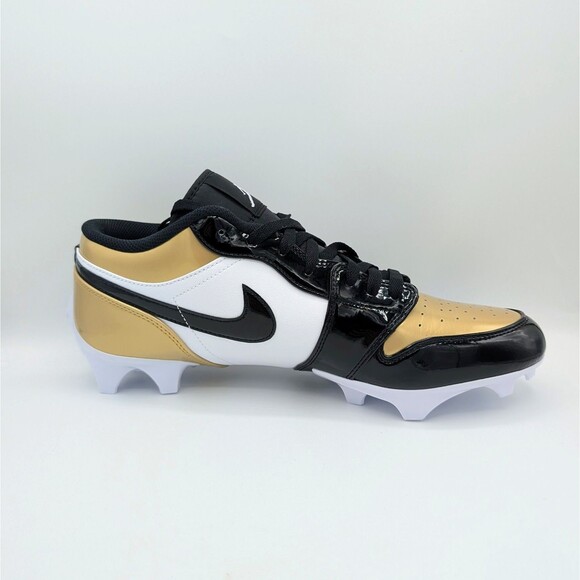 Nike Air Jordan 1 Low TD Football Cleats Patent Gold Toe FJ6245-701 Men\'s 13